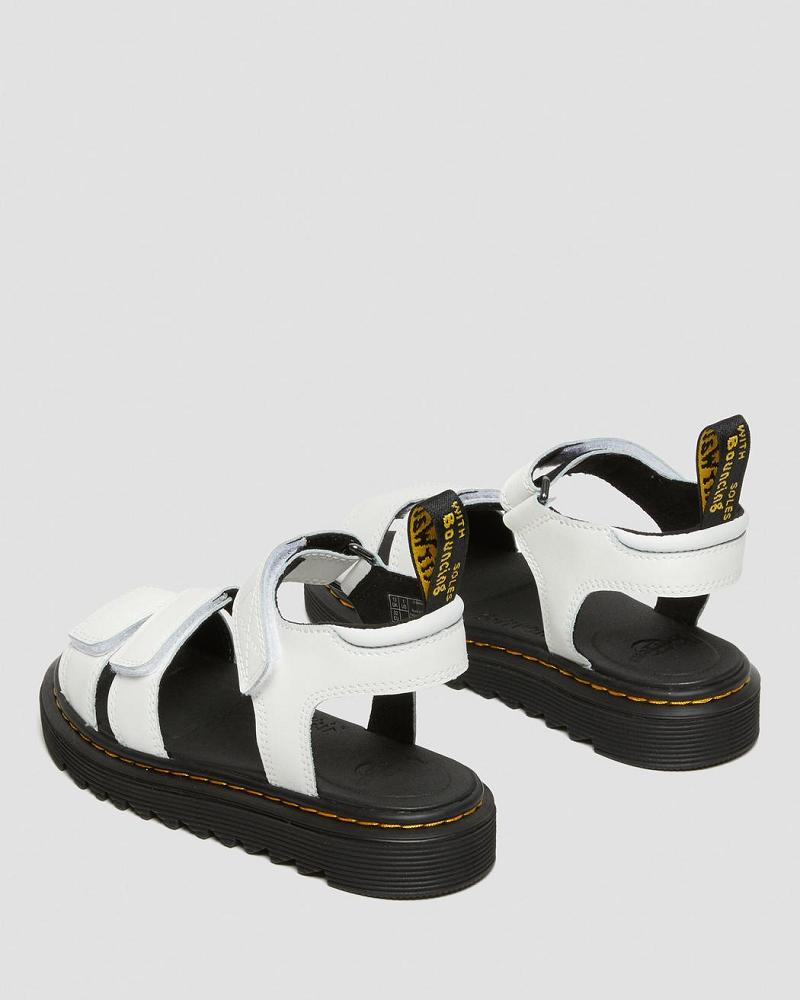 White Kids' Dr Martens Junior Klaire Leather Strap Sandals | CA 720XYU